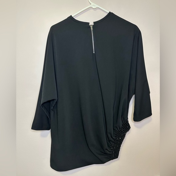 Black 100% Polyester Top with Jewels and Back Zipper - Picture 3 of 5